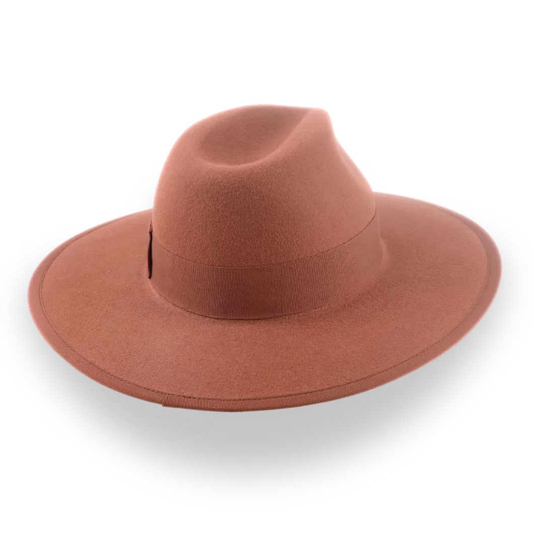 Rust Wide Brim Fedora Hat in Classy Fur Felt | The Taylor - Agnoulita Hats 4 