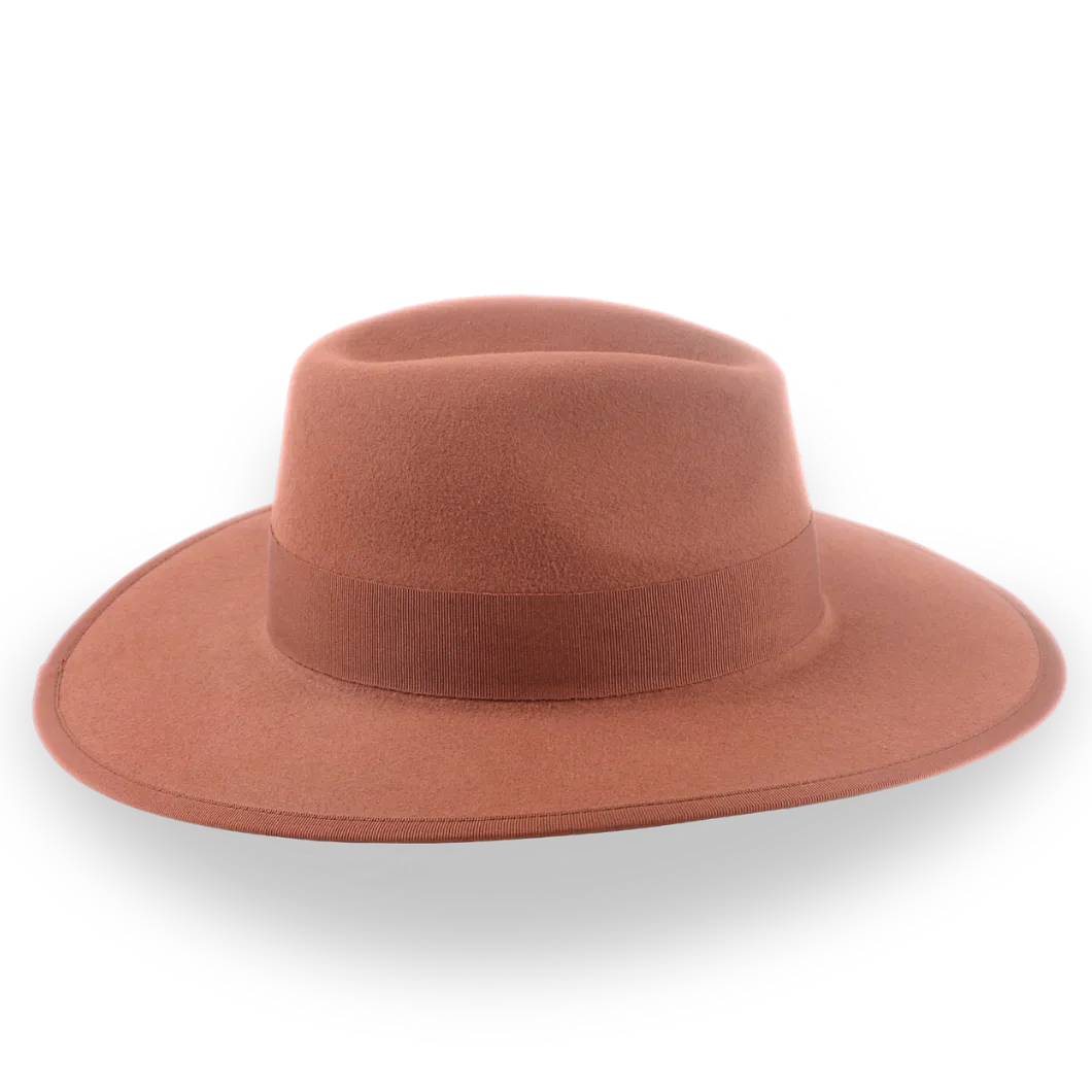 Rust Wide Brim Fedora Hat in Classy Fur Felt | The Taylor - Agnoulita Hats 5 