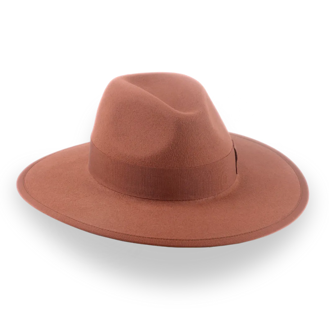 Rust Wide Brim Fedora Hat in Classy Fur Felt | The Taylor - Agnoulita Hats 6 