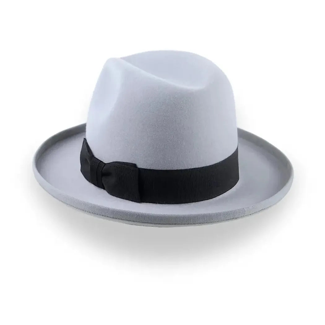 Silver Grey Homburg Fedora Hat in Smooth Fur Felt | The Aerolithe - Agnoulita Hats 3 