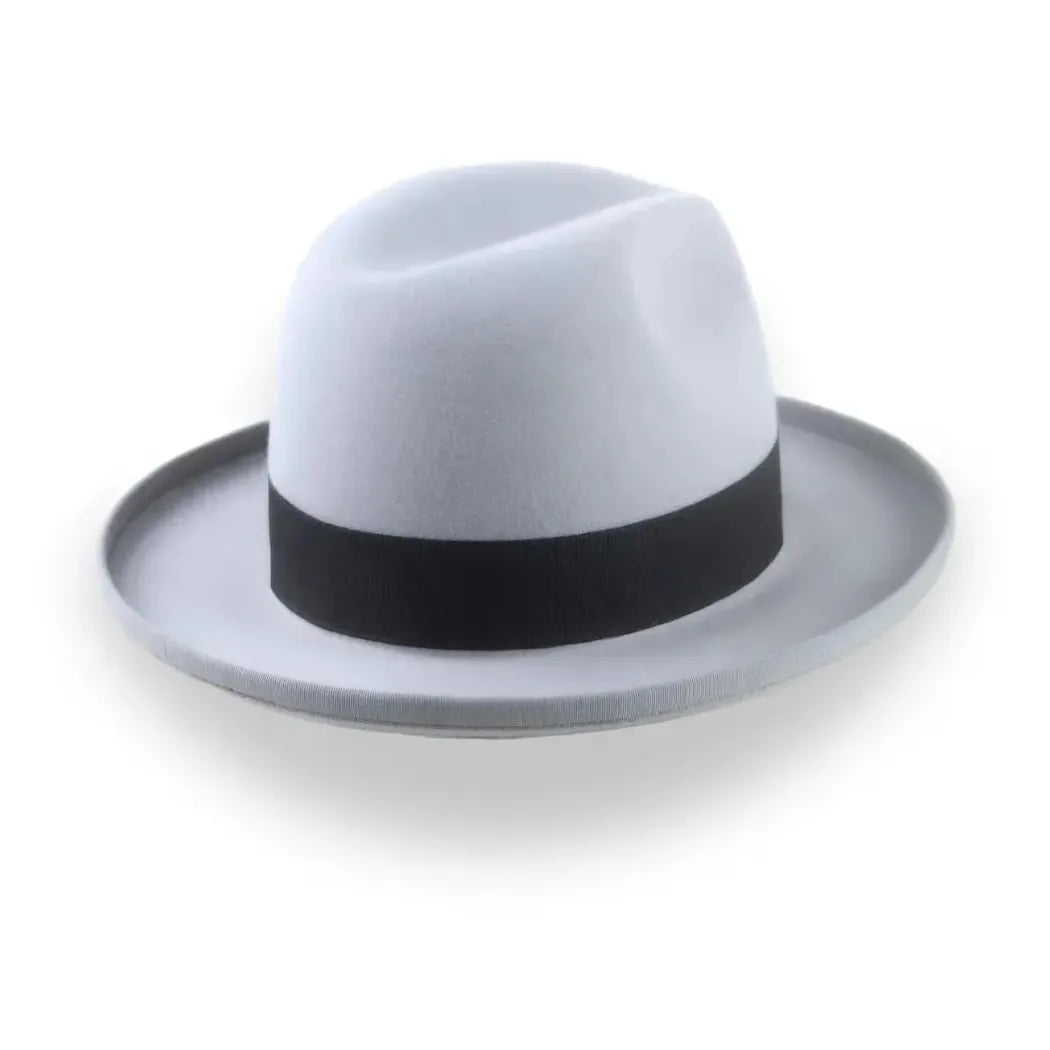 Silver Grey Homburg Fedora Hat in Smooth Fur Felt | The Aerolithe - Agnoulita Hats 4 