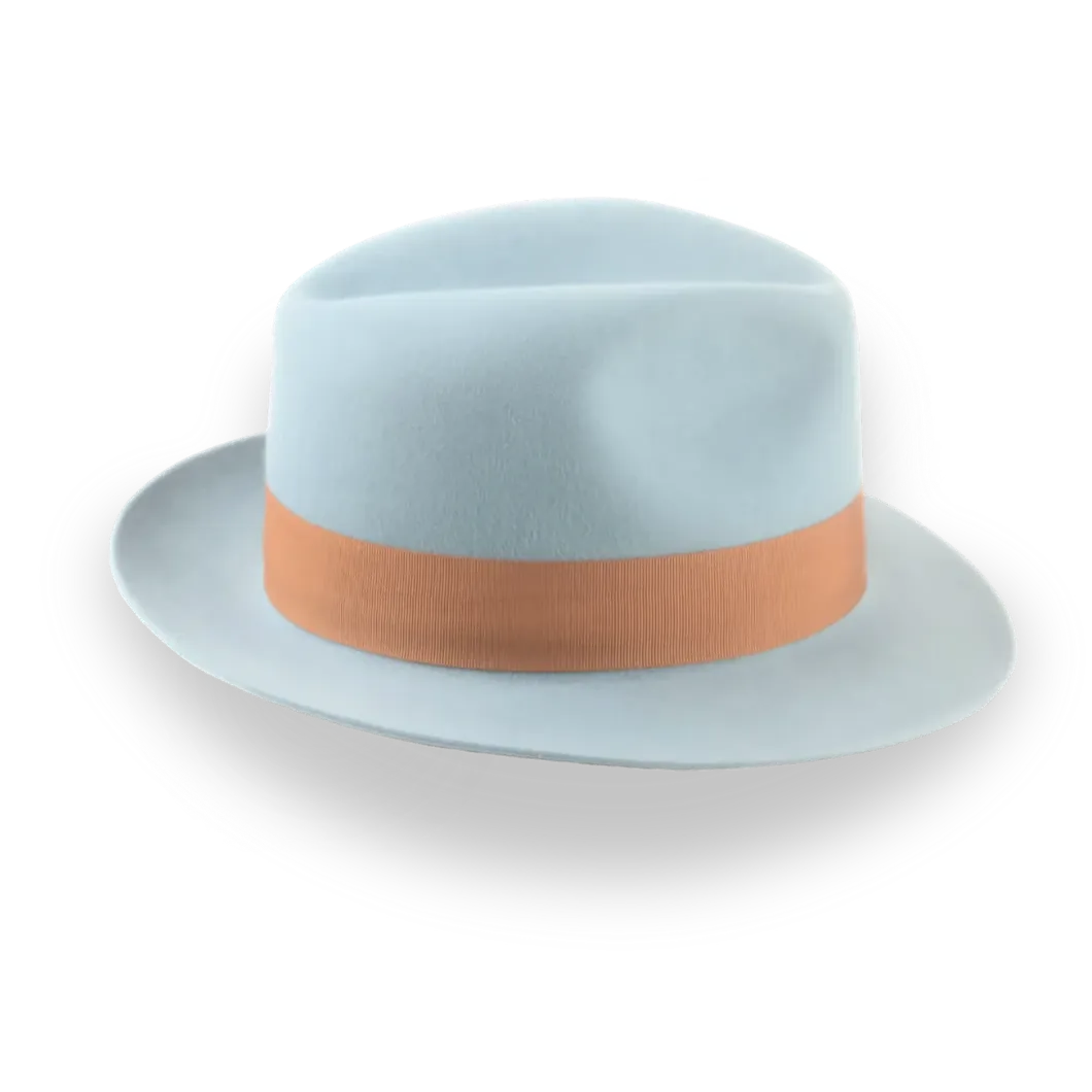 Sky Blue Trilby Fedora Hat with Elegant Feather | The Phoenix - Agnoulita Hats 5 