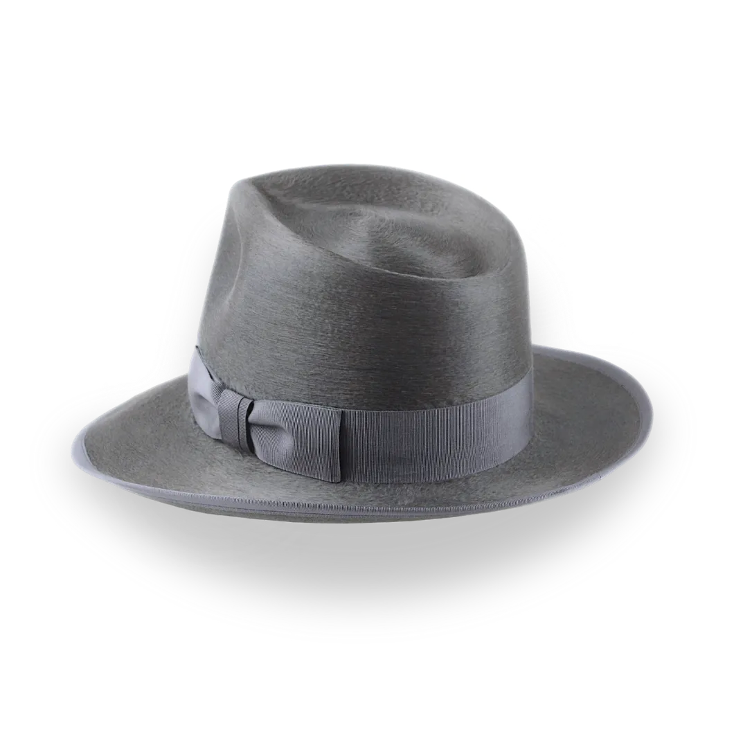 Smoke Grey Sleek Silk Finish Fedora Hat for Men | The Oliver - Agnoulita Hats 3 