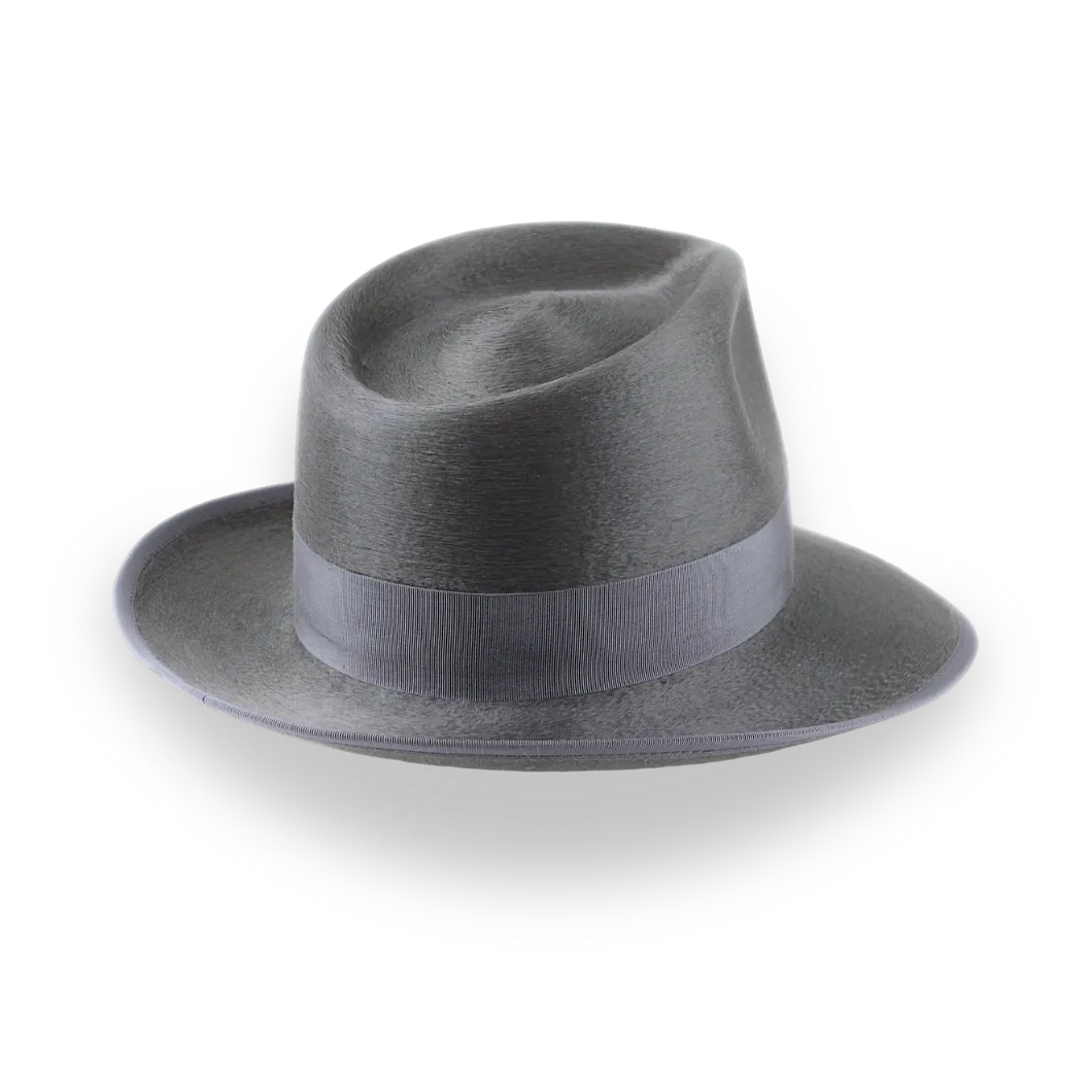 Smoke Grey Sleek Silk Finish Fedora Hat for Men | The Oliver - Agnoulita Hats 4 