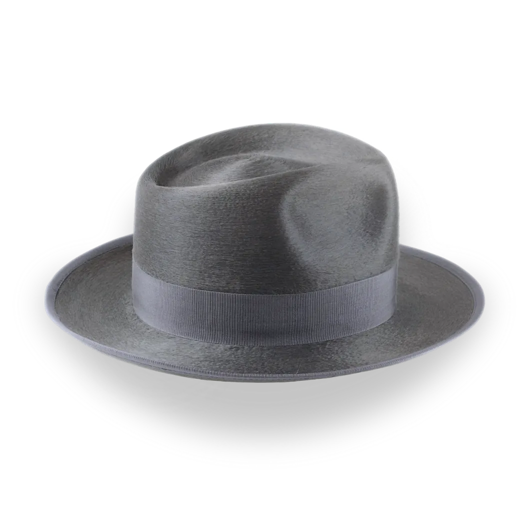 Smoke Grey Sleek Silk Finish Fedora Hat for Men | The Oliver - Agnoulita Hats 5 