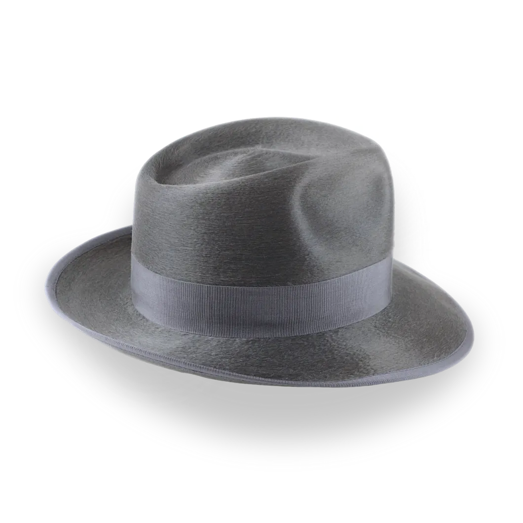 Smoke Grey Sleek Silk Finish Fedora Hat for Men | The Oliver - Agnoulita Hats 6 