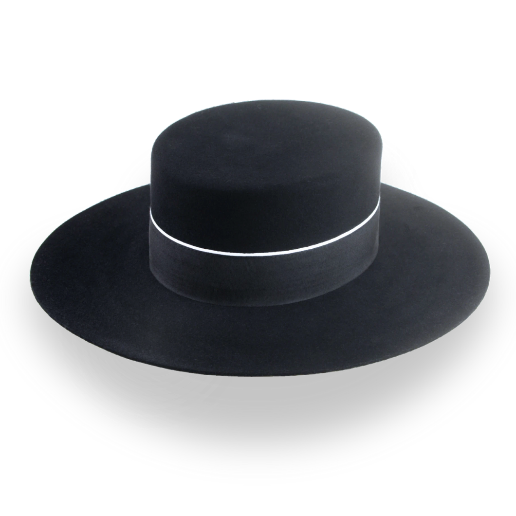 Spanish Cordobés Flat Top Hat Handmade in Black Fur Felt | The Andaluz - Agnoulita Hats 1 
