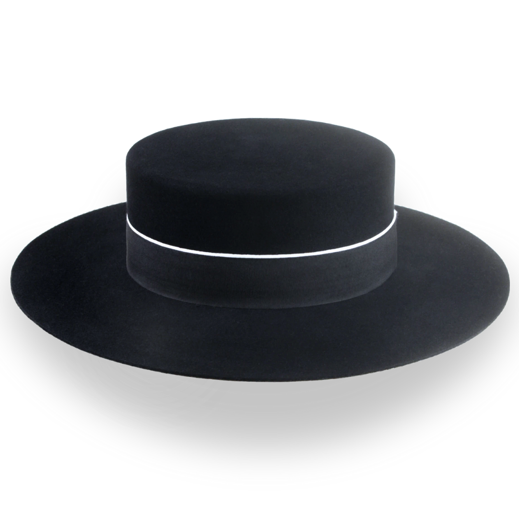 Spanish Cordobés Flat Top Hat Handmade in Black Fur Felt | The Andaluz - Agnoulita Hats 2 