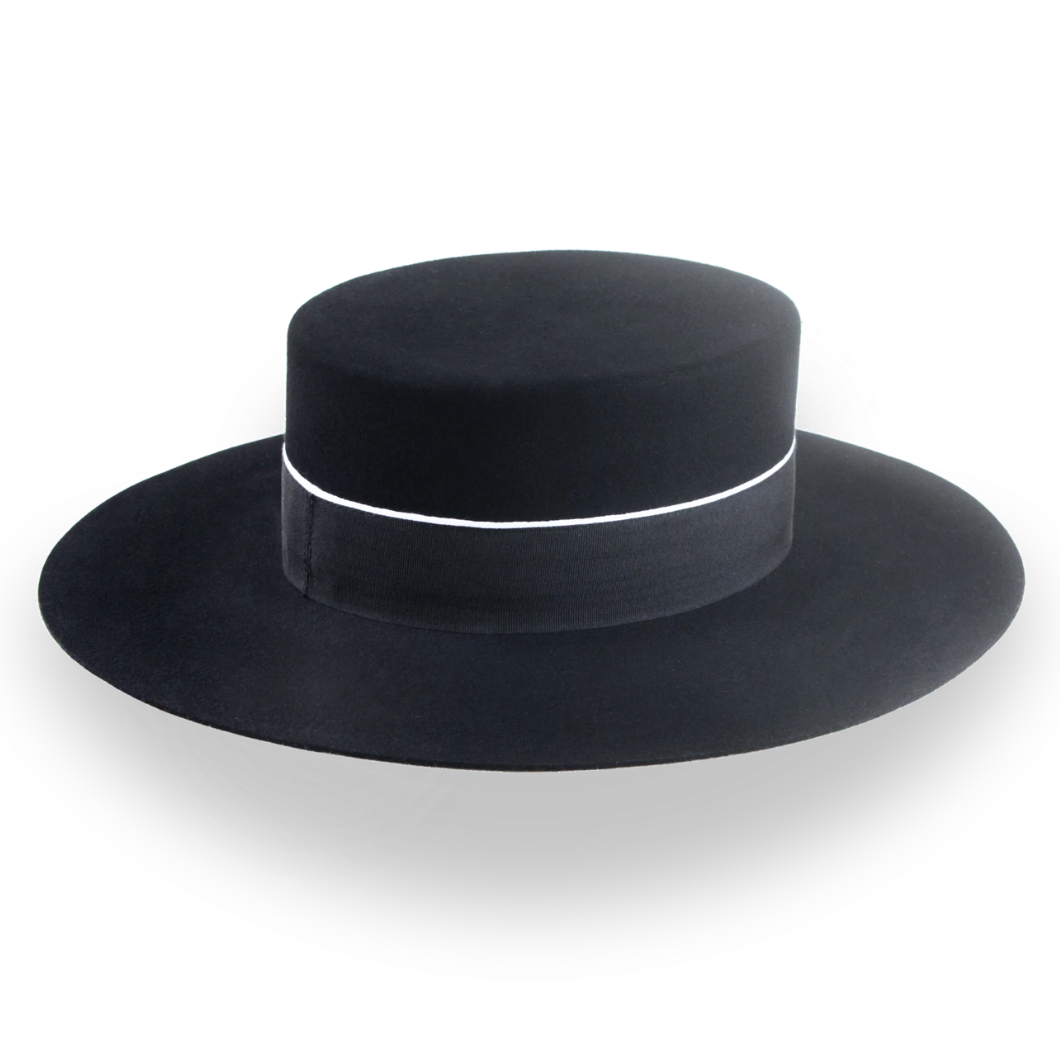 Spanish Cordobés Flat Top Hat Handmade in Black Fur Felt | The Andaluz - Agnoulita Hats 3 