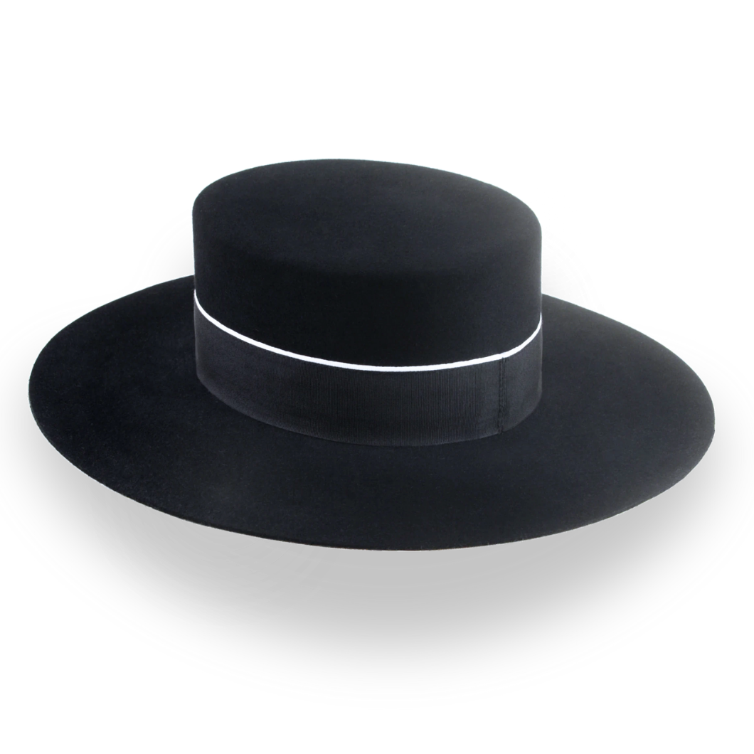Spanish Cordobés Flat Top Hat Handmade in Black Fur Felt | The Andaluz - Agnoulita Hats 6 