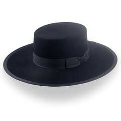 Chapéu de Bolero de cowboy plano espanhol em feltro preto | The Gaucho
