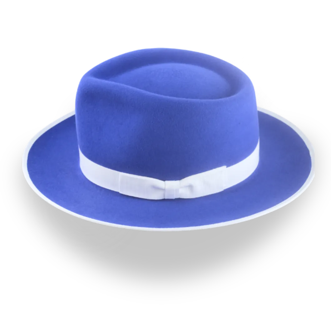 Stylish Royal Blue Fedora Hat with Teardrop Crown | The Equinox - Agnoulita Hats 2 