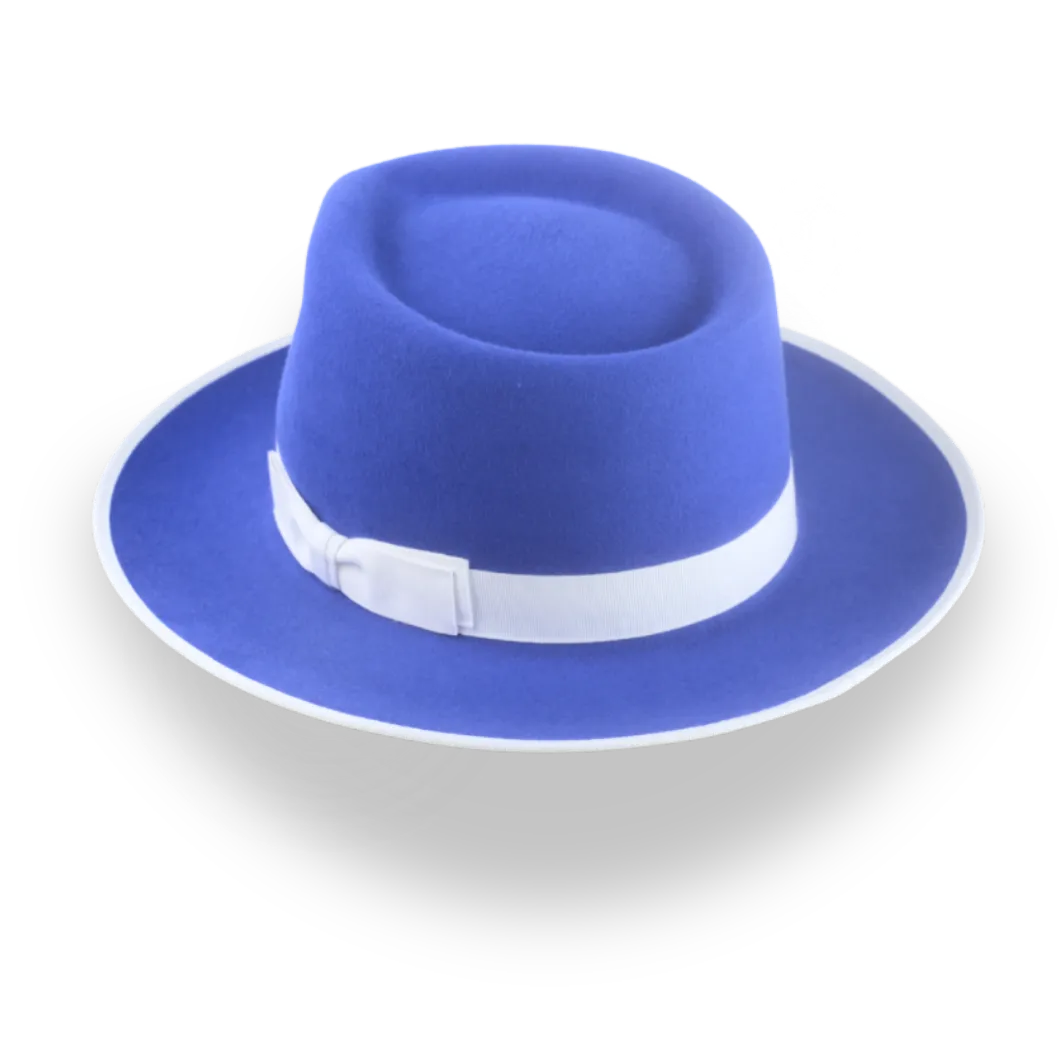 Stylish Royal Blue Fedora Hat with Teardrop Crown | The Equinox - Agnoulita Hats 3 