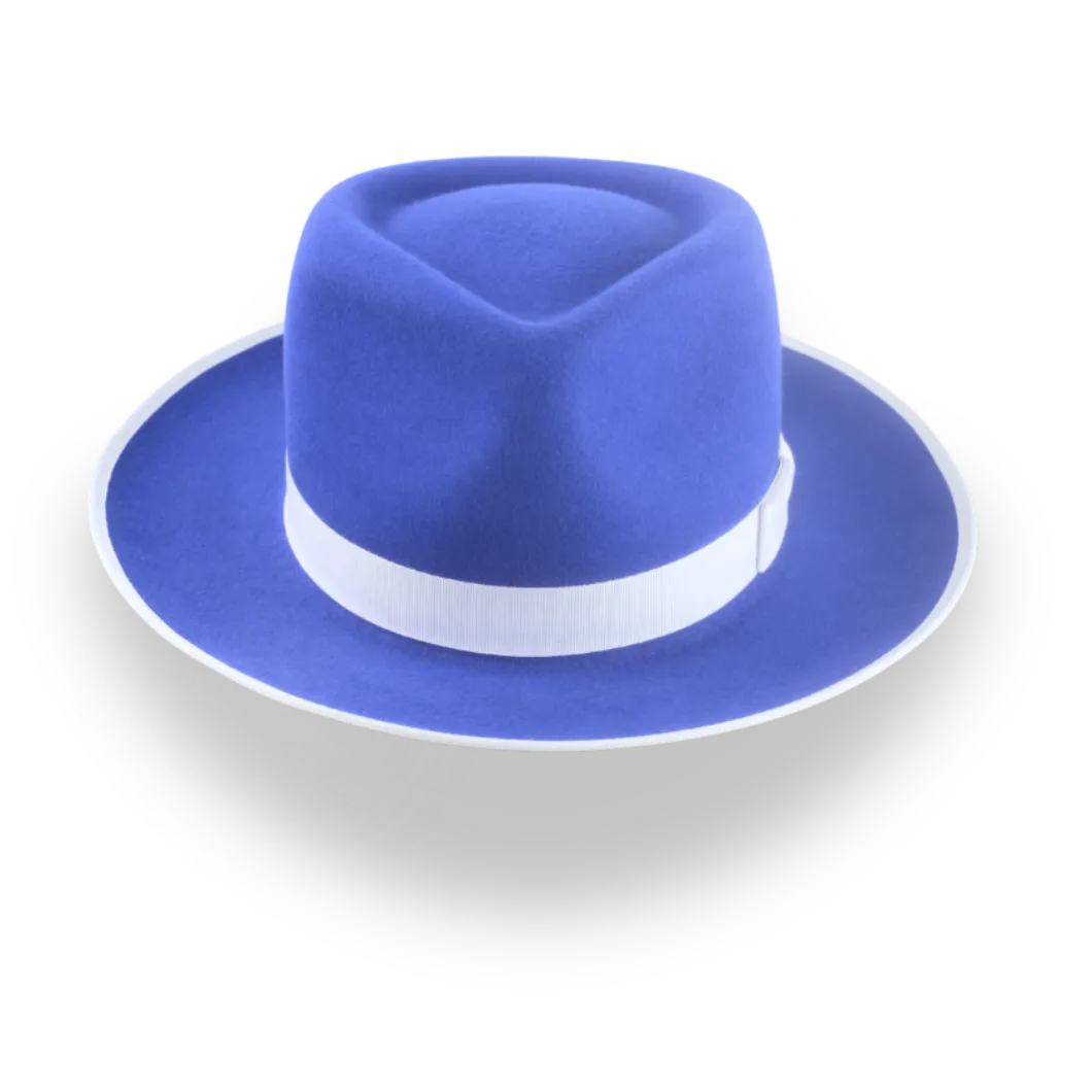 Stylish Royal Blue Fedora Hat with Teardrop Crown | The Equinox - Agnoulita Hats 6 
