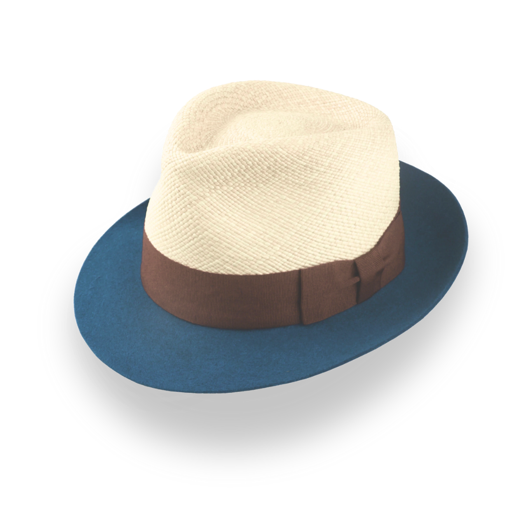 Summer Style Two-Tone Panama Fedora Hat with Felt Brim | The Alexander - Agnoulita Hats 1 