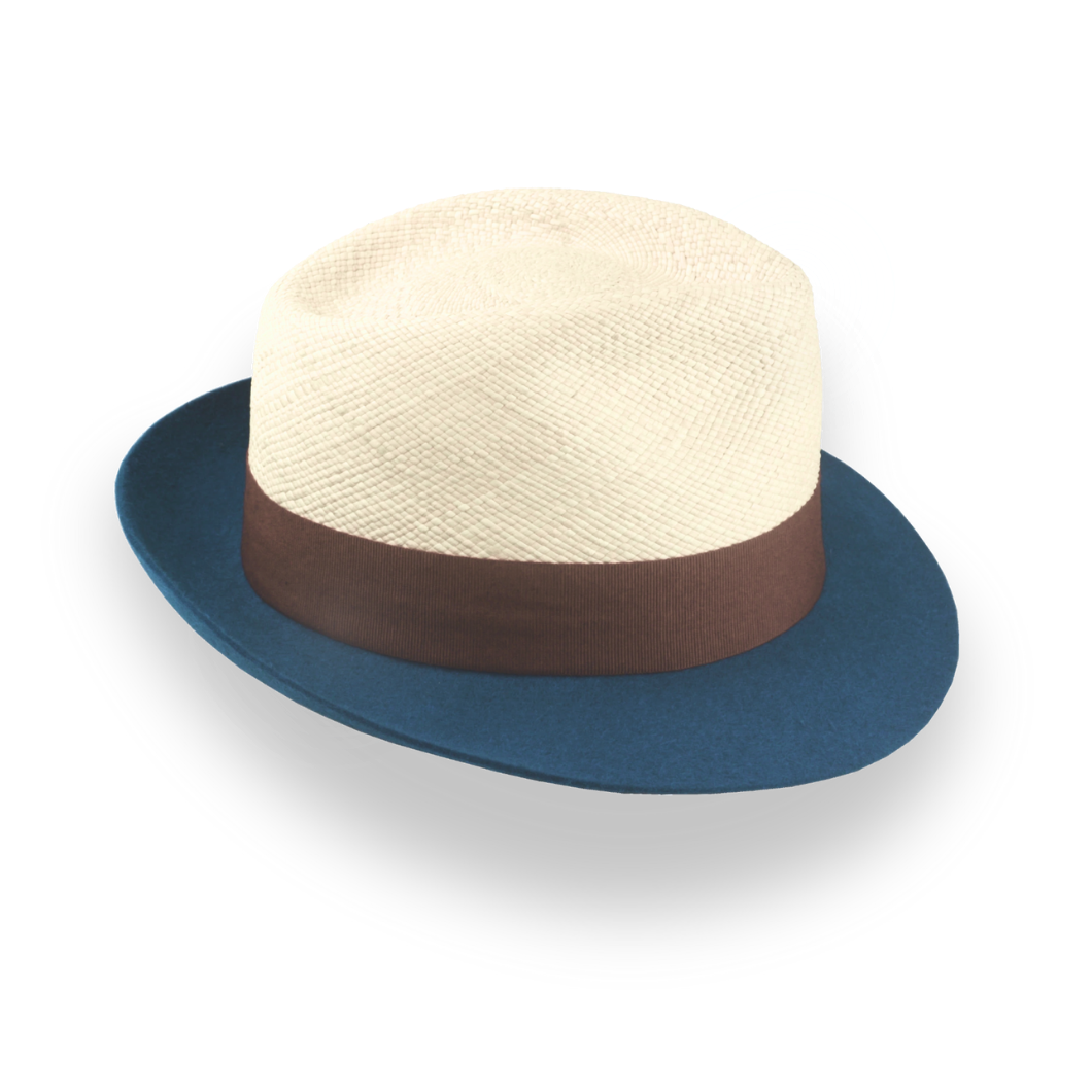 Summer Style Two-Tone Panama Fedora Hat with Felt Brim | The Alexander - Agnoulita Hats 5 