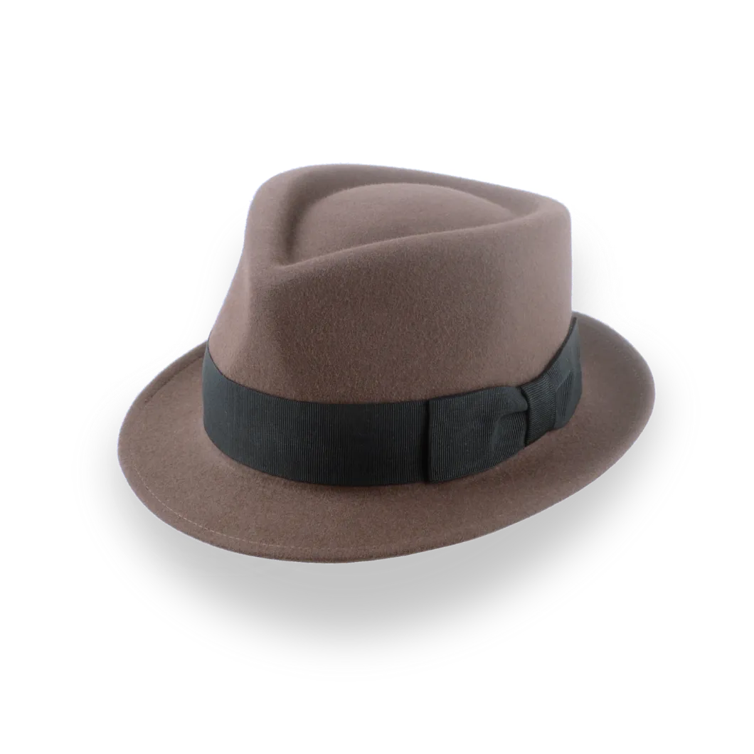 Taupe Brown Trilby Hat with Stylish Teardrop Crown | The Echo - Agnoulita Hats 1 