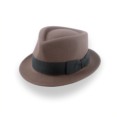 Taupe Brown Trilby Hat with Stylish Teardrop Crown | The Echo