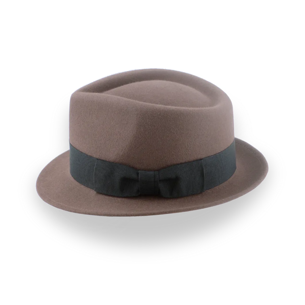 Taupe Brown Trilby Hat with Stylish Teardrop Crown | The Echo - Agnoulita Hats 2 