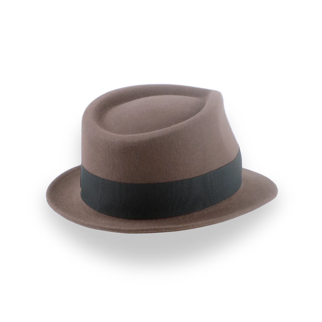 Taupe Brown Trilby Hat with Stylish Teardrop Crown | The Echo - Agnoulita Hats 4 