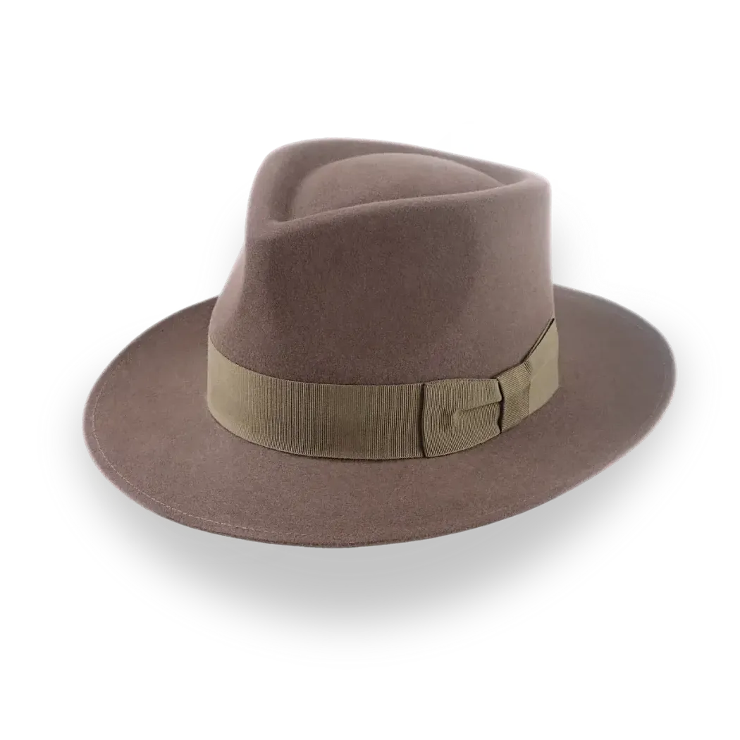Taupe Brown Wide Brim Fedora For Men | The Sovereign - Agnoulita Hats 1 
