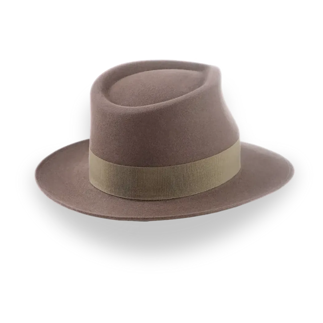 Taupe Brown Wide Brim Fedora For Men | The Sovereign - Agnoulita Hats 4 