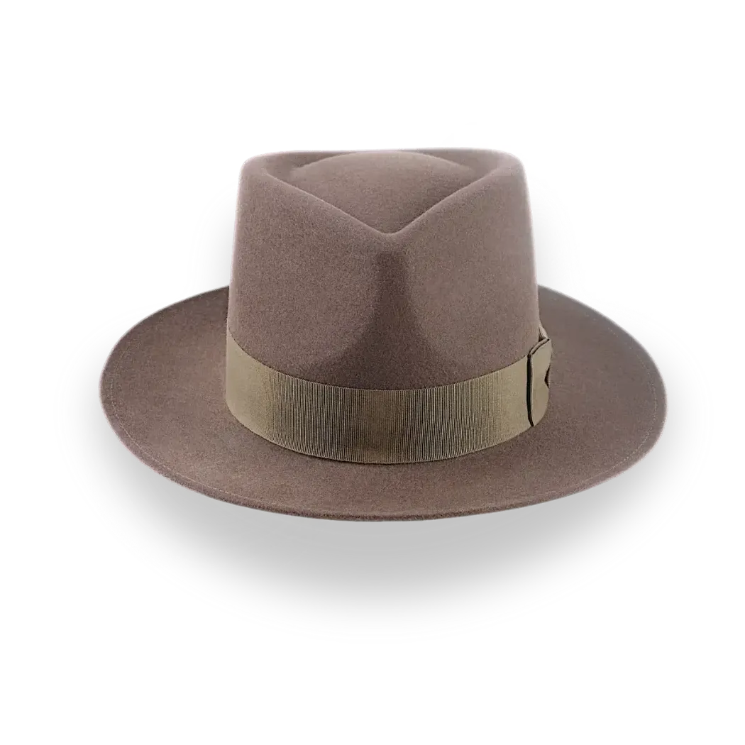 Taupe Brown Wide Brim Fedora For Men | The Sovereign - Agnoulita Hats 6 
