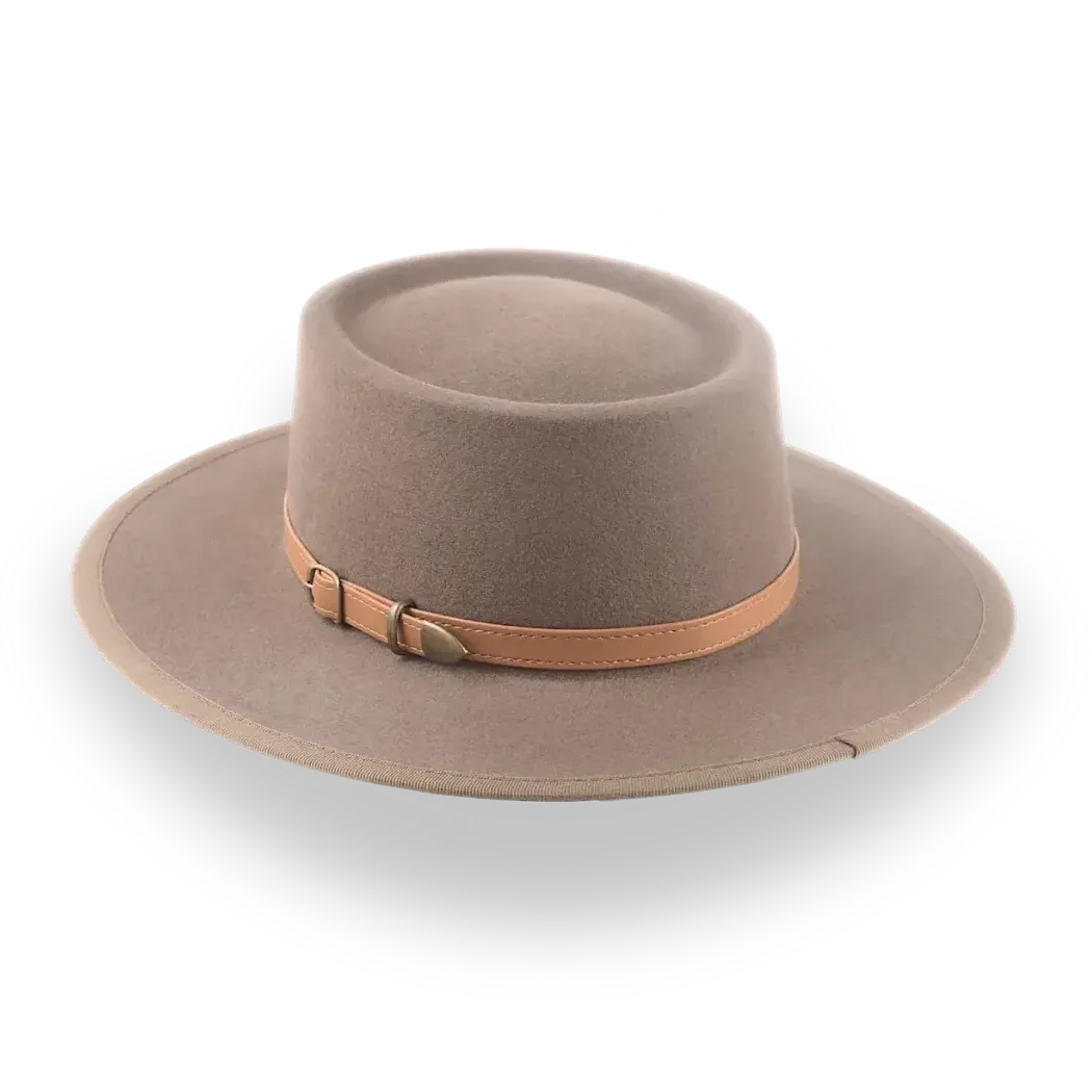 Taupe Brown Wide Brim Western Country Hat in Fur Felt | The Talisman - Agnoulita Hats 3 
