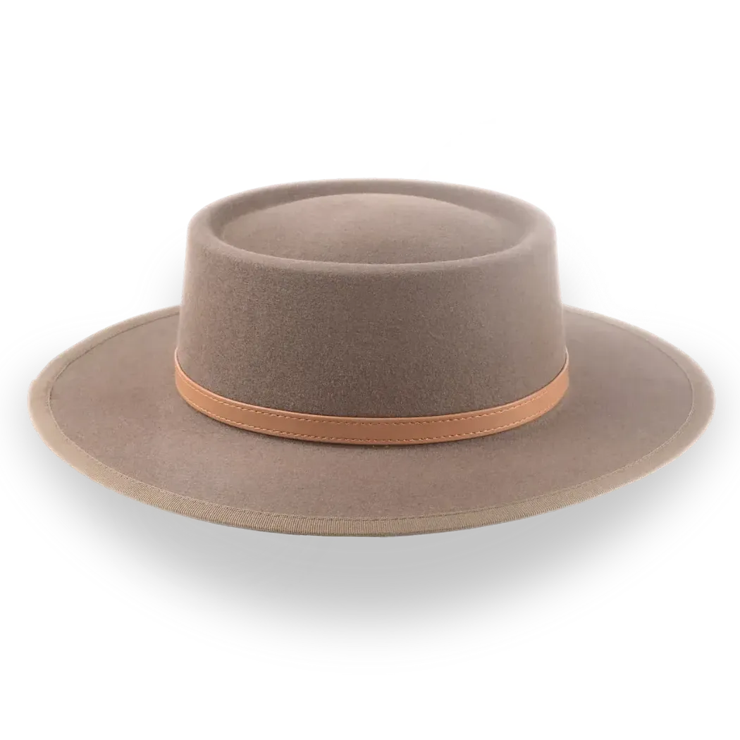 Taupe Brown Wide Brim Western Country Hat in Fur Felt | The Talisman - Agnoulita Hats 5 