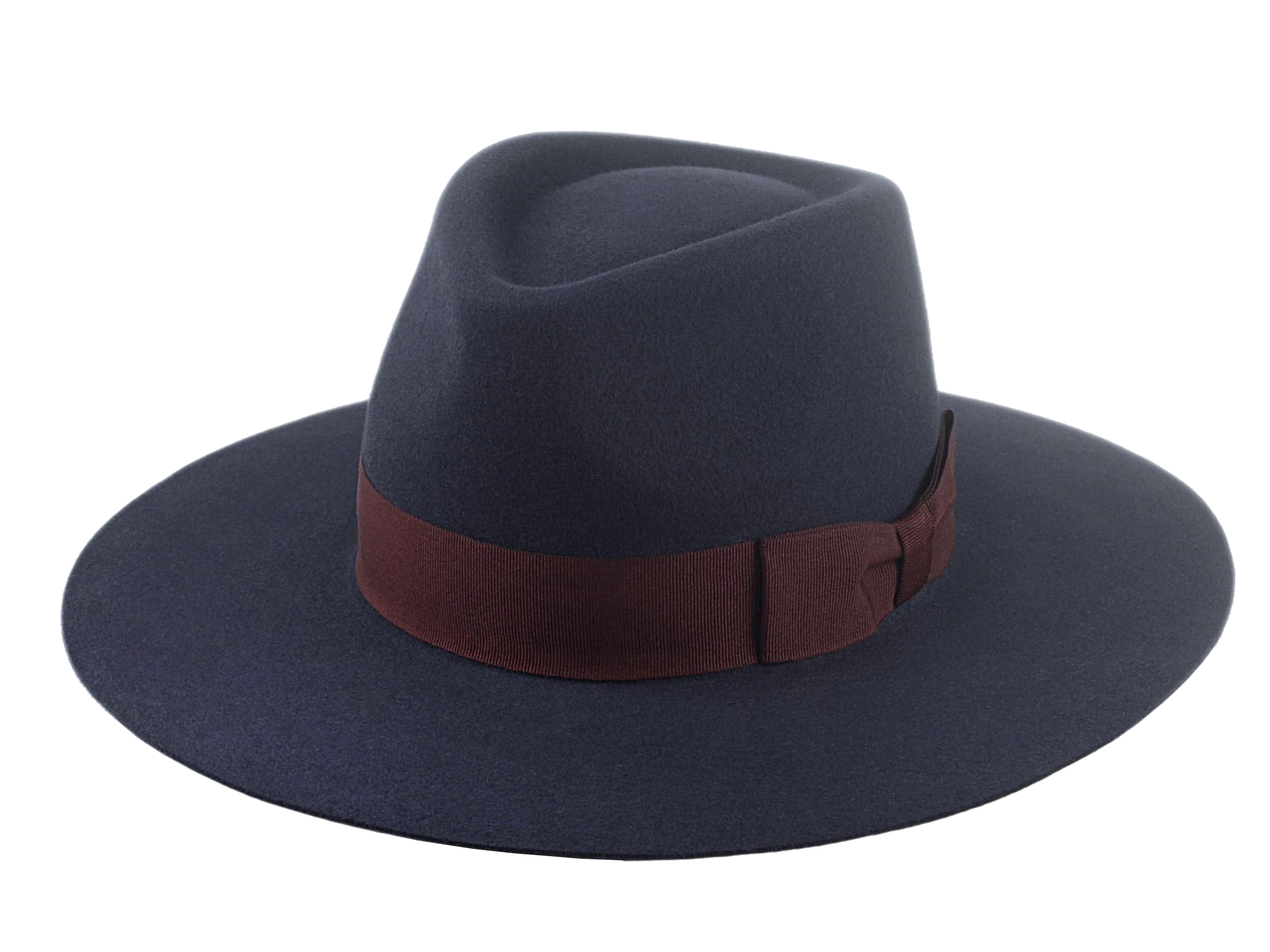 Wide Brim Fedora | The ATLANTIS | Custom Handmade Hats Agnoulita Hats 1 | Rabbit fur felt, Slate Grey, Teardrop, Wide Brim Fedora