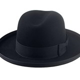 Wide Brim Homburg Fedora | The BOSTONIAN | Custom Handmade Hat Agnoulita Hats 1 | Black, Homburg Fedora, Rabbit fur felt, Single-crease