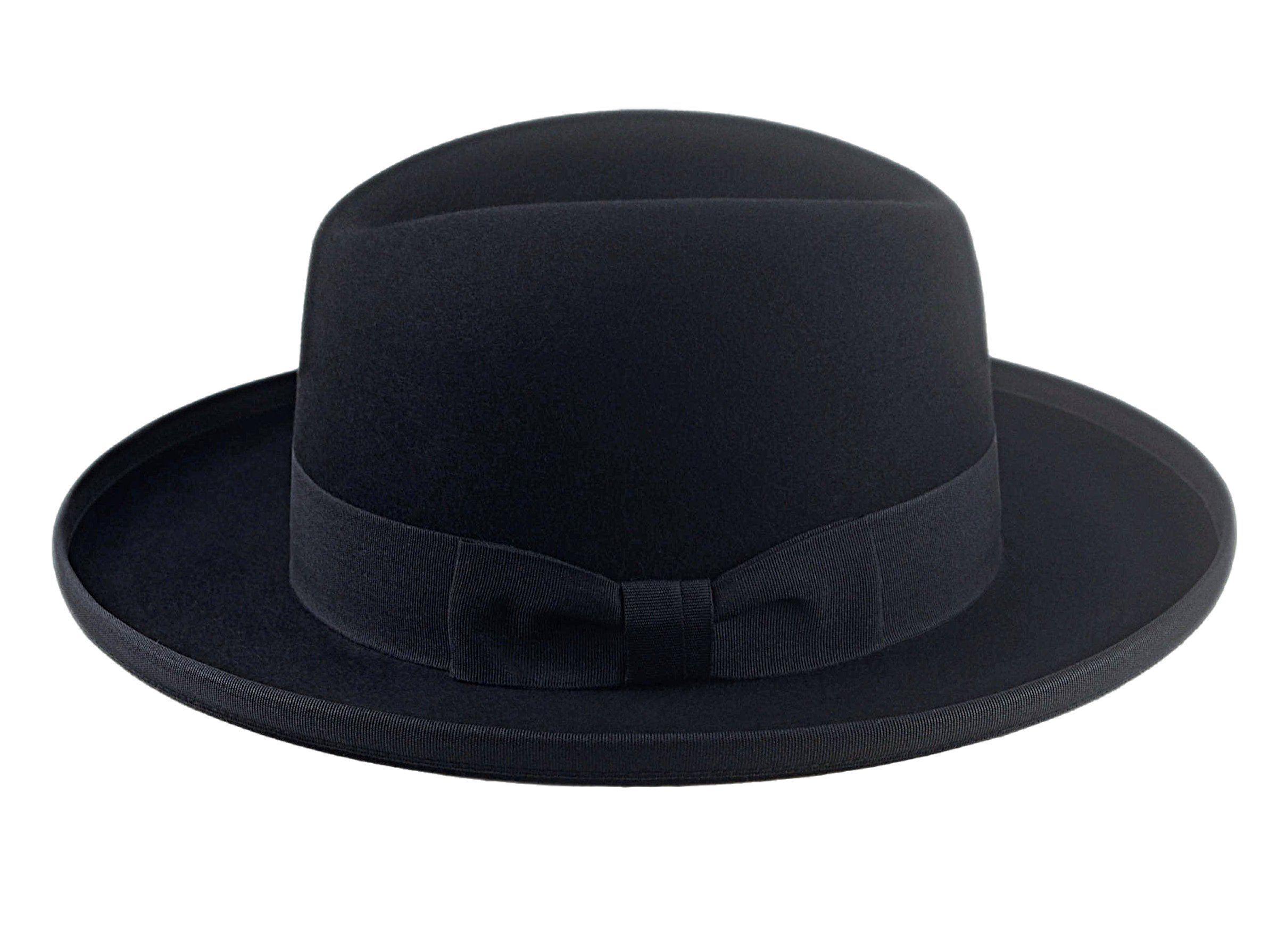 Wide Brim Homburg Fedora | The BOSTONIAN | Custom Handmade Hat Agnoulita Hats 2 | Black, Homburg Fedora, Rabbit fur felt, Single-crease