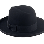Wide Brim Homburg Fedora | The BOSTONIAN | Custom Handmade Hat Agnoulita Hats 3 | Black, Homburg Fedora, Rabbit fur felt, Single-crease