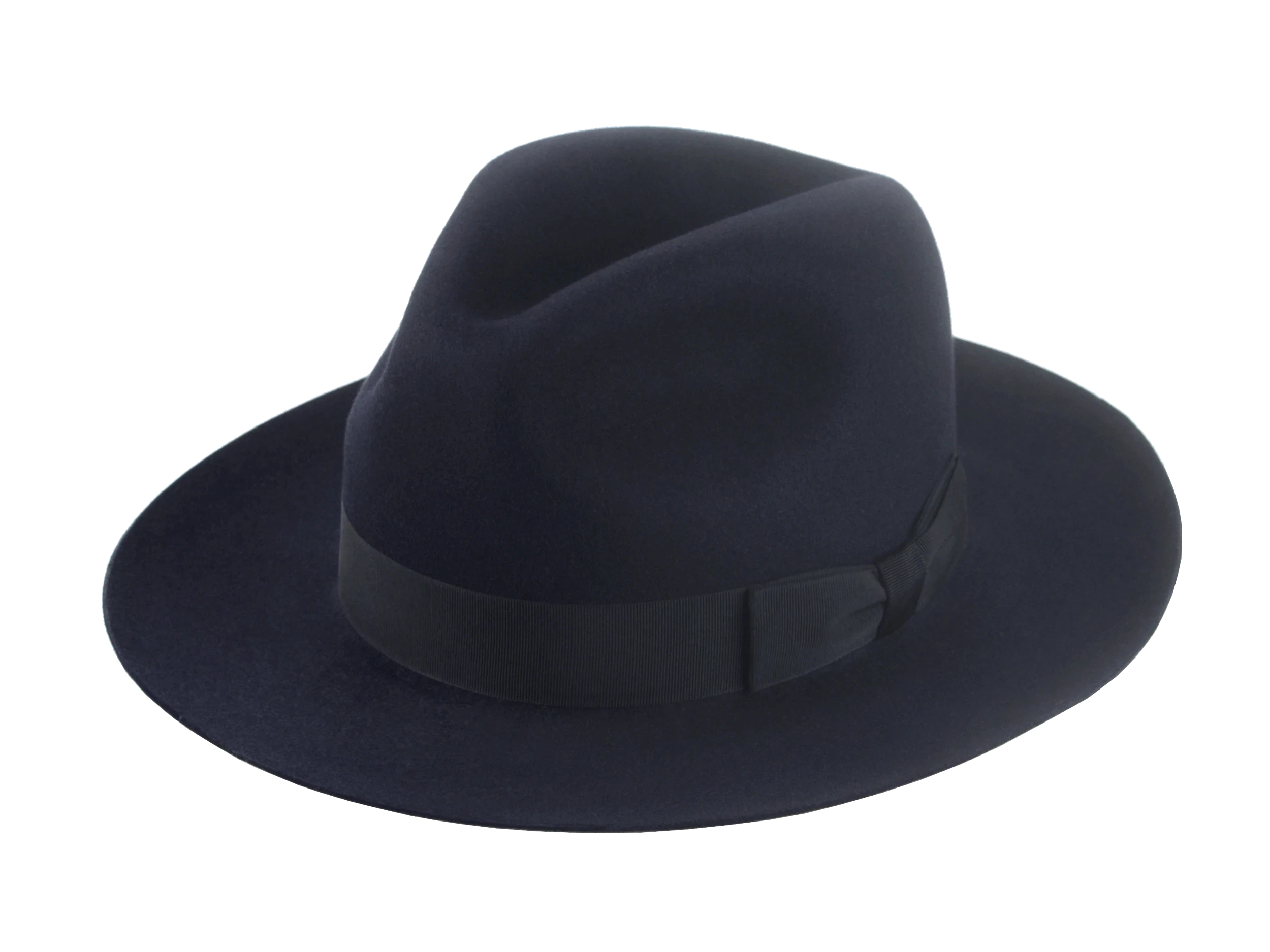 The Brando: Front view highlighting the denim blue color and center-dent crown | Agnoulita Hats