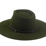 Wide Brim Outback Fedora | The BUSH | Custom Handmade Hats Agnoulita Hats 3 | Green, Outback, Rabbit fur felt, Teardrop