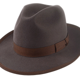 Wide Brim Fedora For Men | The CAVALIERI | Custom Handmade Hats Agnoulita Hats 1 | Caribou Grey, Center-dent, Men's Fedora, Rabbit fur felt