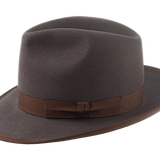 Wide Brim Fedora For Men | The CAVALIERI | Custom Handmade Hats Agnoulita Hats 2 | Caribou Grey, Center-dent, Men's Fedora, Rabbit fur felt