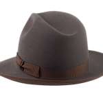 Wide Brim Fedora For Men | The CAVALIERI | Custom Handmade Hats Agnoulita Hats 3 | Caribou Grey, Center-dent, Men's Fedora, Rabbit fur felt