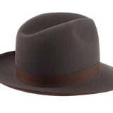 Wide Brim Fedora For Men | The CAVALIERI | Custom Handmade Hats Agnoulita Hats 4 | Caribou Grey, Center-dent, Men's Fedora, Rabbit fur felt