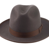 Wide Brim Fedora For Men | The CAVALIERI | Custom Handmade Hats Agnoulita Hats 6 | Caribou Grey, Center-dent, Men's Fedora, Rabbit fur felt