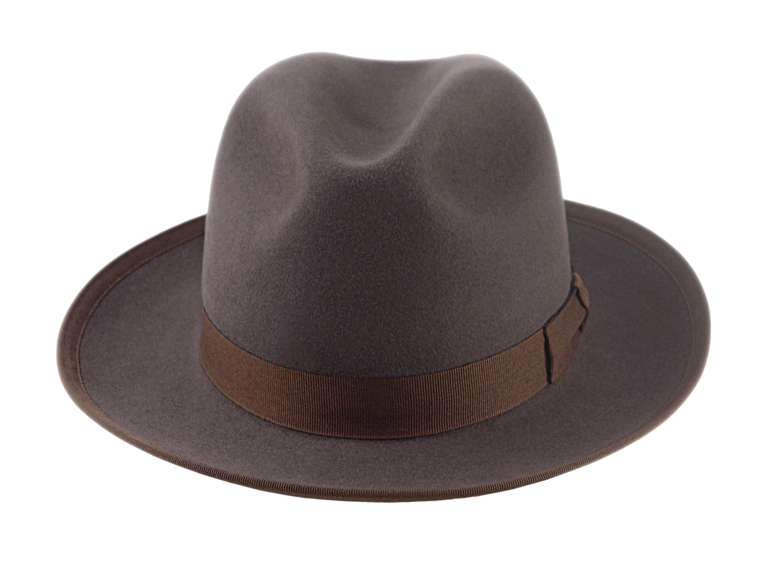 Wide Brim Fedora For Men | The CAVALIERI | Custom Handmade Hats Agnoulita Hats 6 | Caribou Grey, Center-dent, Men's Fedora, Rabbit fur felt