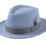 Medium Crown Fedora | The CLUBBER | Custom Handmade Hats Agnoulita Hats 1 | Blue, Light Blue, Men's Fedora, Rabbit fur felt, Teardrop