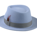 Medium Crown Fedora | The CLUBBER | Custom Handmade Hats Agnoulita Hats 3 | Blue, Light Blue, Men's Fedora, Rabbit fur felt, Teardrop