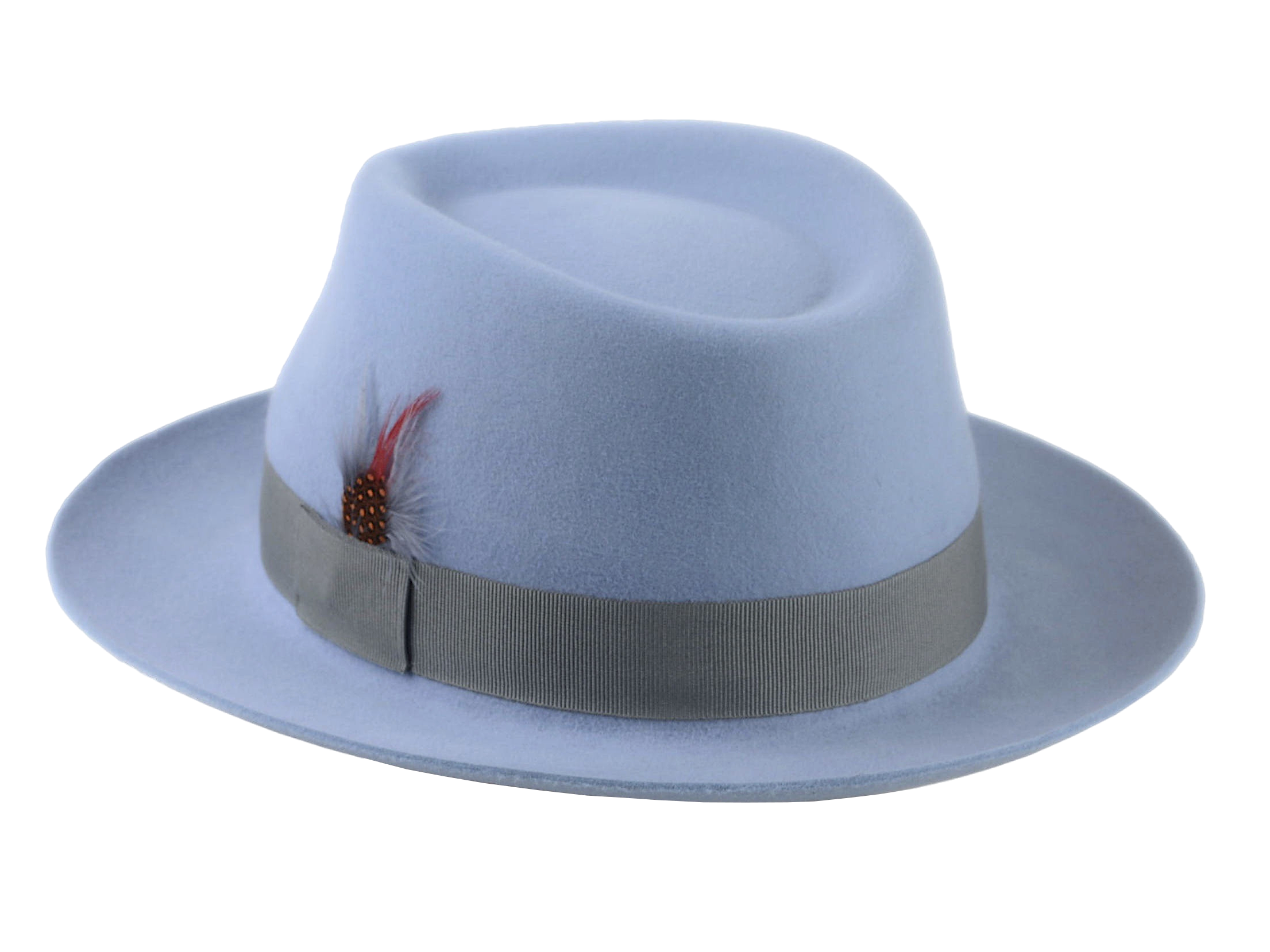 Medium Crown Fedora | The CLUBBER | Custom Handmade Hats Agnoulita Hats 3 | Blue, Light Blue, Men's Fedora, Rabbit fur felt, Teardrop
