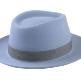 Medium Crown Fedora | The CLUBBER | Custom Handmade Hats Agnoulita Hats 4 | Blue, Light Blue, Men's Fedora, Rabbit fur felt, Teardrop
