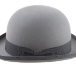 Classic Bowler Hat | The COKE | Custom Handmade Hats Agnoulita Hats 2 | Bowler Hat, Pewter Grey, Rabbit fur felt, Round Crown