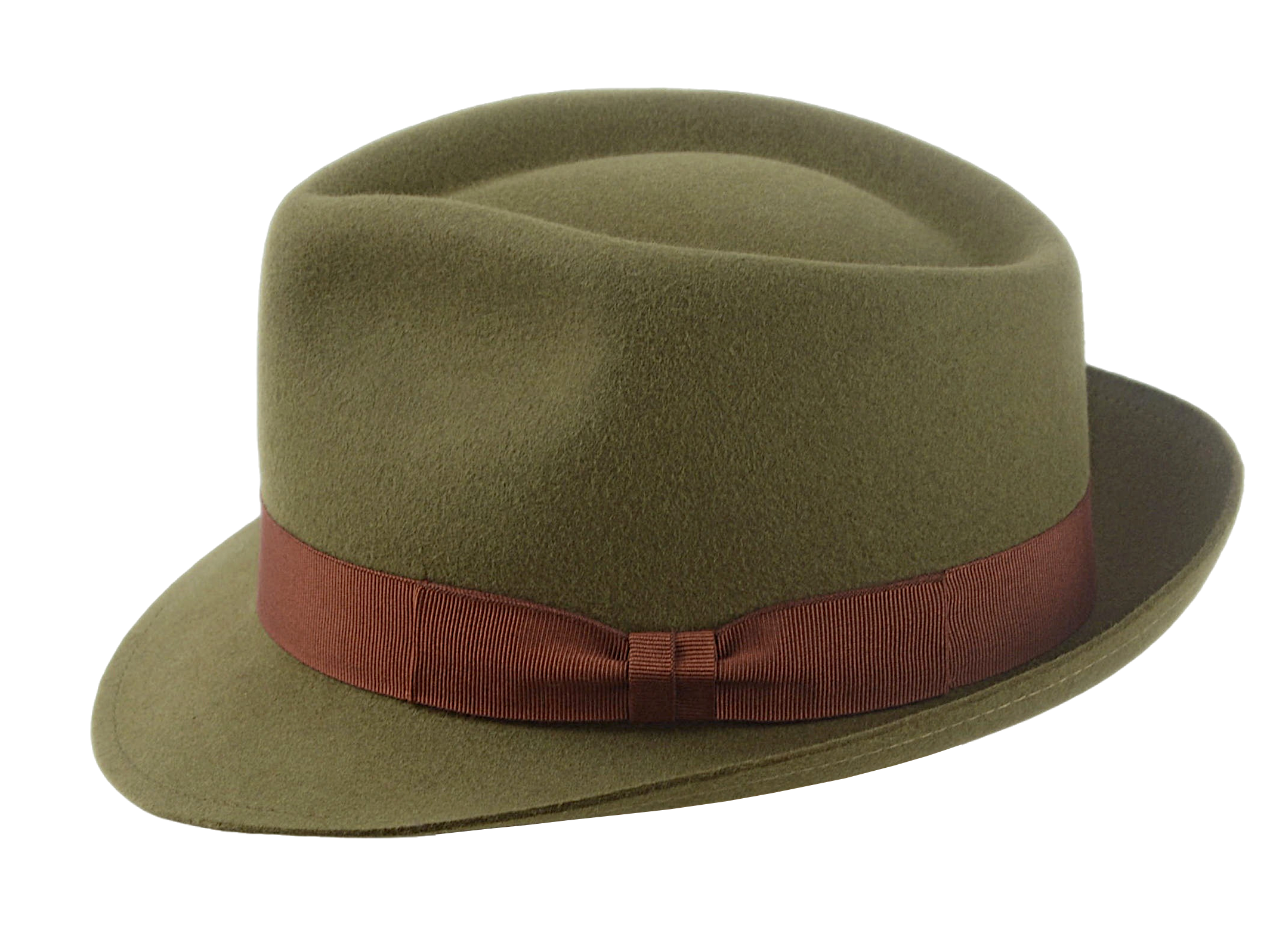 Fur Felt Trilby Fedora | The COLOMBO | Custom Handmade Hats Agnoulita Hats 3 | Green, Men's Fedora, Rabbit fur felt, Teardrop
