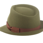 Fur Felt Trilby Fedora | The COLOMBO | Custom Handmade Hats Agnoulita Hats 2 | Green, Men's Fedora, Rabbit fur felt, Teardrop