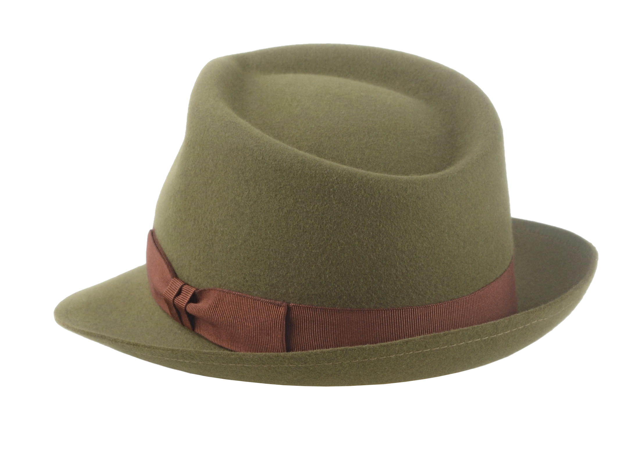 Fur Felt Trilby Fedora | The COLOMBO | Custom Handmade Hats Agnoulita Hats 2 | Green, Men's Fedora, Rabbit fur felt, Teardrop