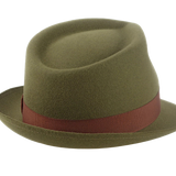 Fur Felt Trilby Fedora | The COLOMBO | Custom Handmade Hats Agnoulita Hats 4 | Green, Men's Fedora, Rabbit fur felt, Teardrop